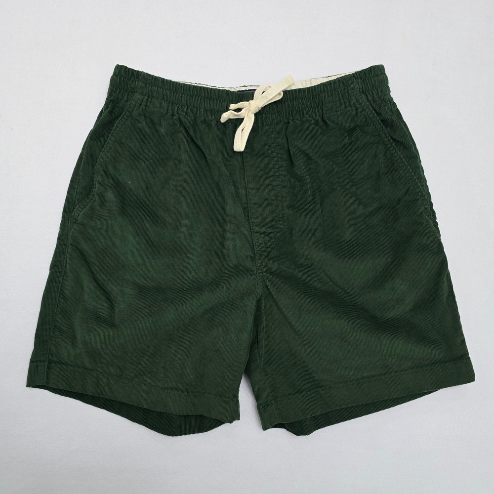 J Crew Mens Corduroy Drawstring Shorts Forest Green Small Elastic Waist 6 Inseam